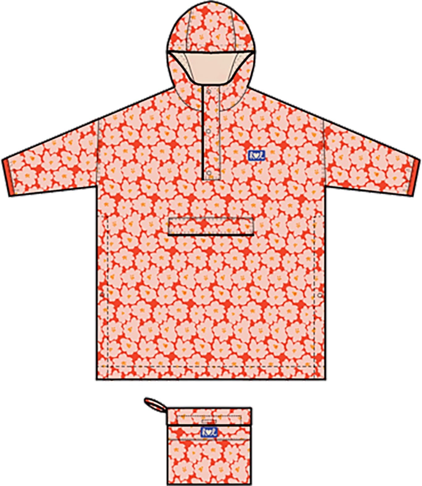 EOLE Cape de pluie kids Flower orange