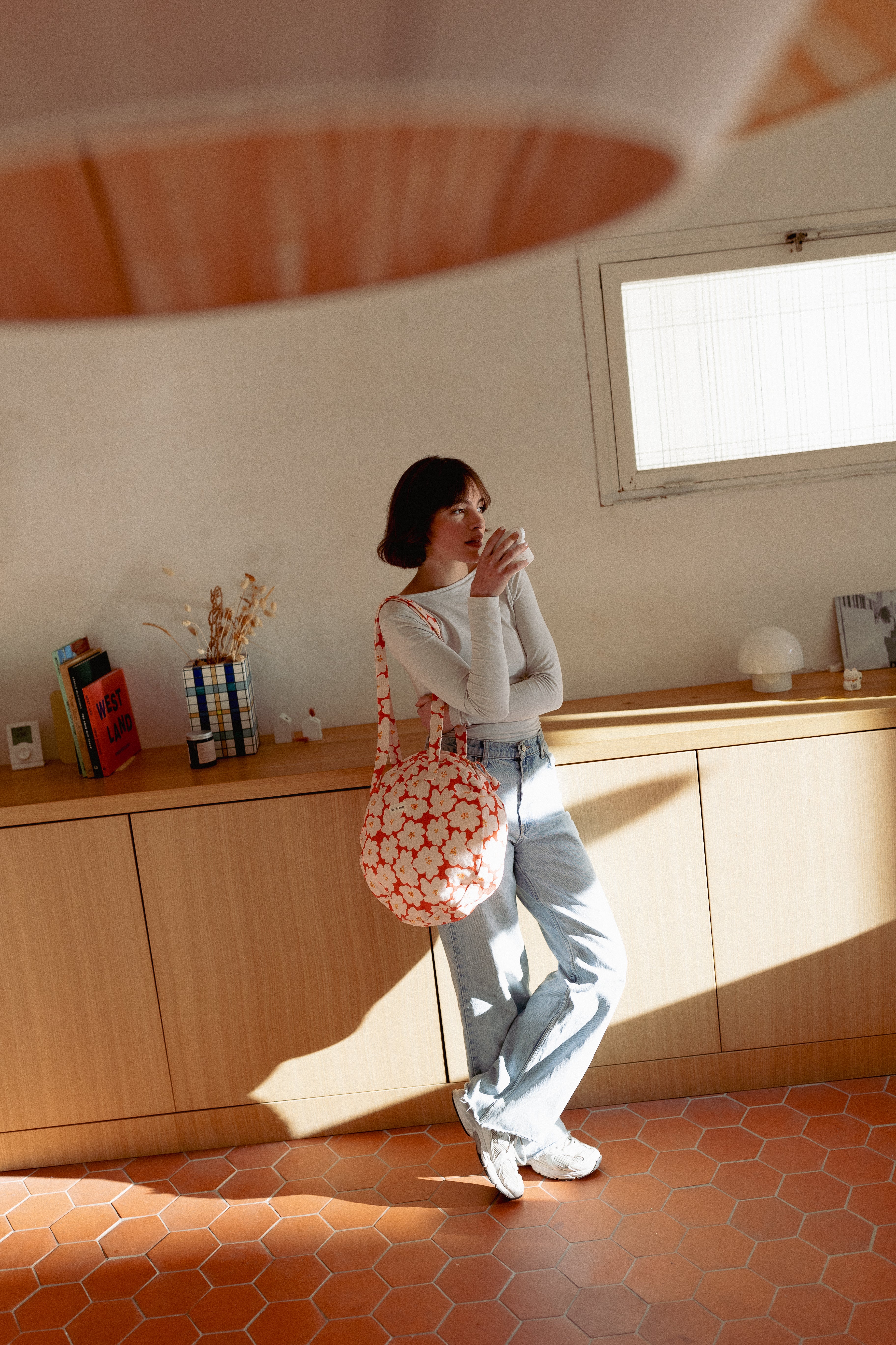 Sac Rond Flower orange