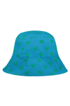 Bob enfant bébé réversible en coton 100% bio certifié GOTS mixte unisexe style vintage imprimé bleu cœurs verts