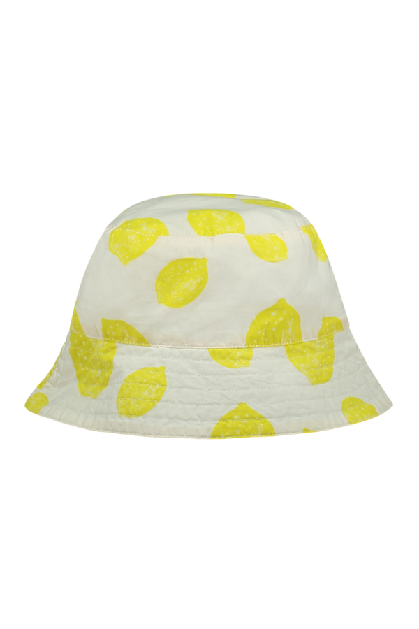 Bob enfant bébé réversible en coton 100% bio certifié GOTS mixte unisexe style vintage imprimé citron