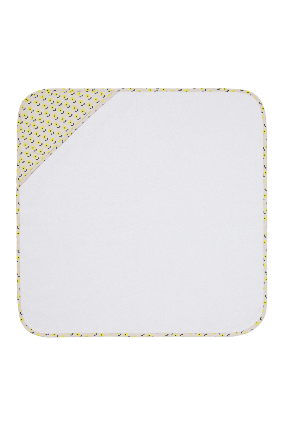 Cape de bain flower mise à plat sur fond blanc collection bébé naissance en coton bio Baby Care