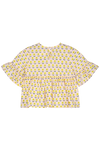 Blouse PIA chemise haut à volants  pour enfant bébé mixte unisexe en coton 100% bio certifié GOTS style vintage motif petites fleurs jaunes