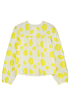 Blouse SASHA chemise à manches longues col rond pour enfant mixte unisexe en coton 100% bio certifié GOTS style vintage imprimé citrons, vue verso