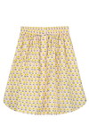 Jupe longue boutonnée pour enfant en coton 100% bio mixte unisexe style vintage imprimé petites fleurs jaunes, vue recto