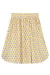Jupe longue boutonnée pour enfant en coton 100% bio mixte unisexe style vintage imprimé petites fleurs jaunes, vue verso