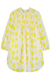 Robe longue ALMA à manches longues pour enfant en coton 100% bio mixte unisexe style vintage imprimé citrons, vue recto