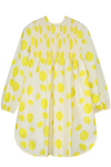 Robe longue ALMA à manches longues pour enfant en coton 100% bio mixte unisexe style vintage imprimé citrons, vue verso